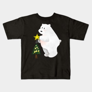 Polar Bear Decorating a Tree Kids T-Shirt